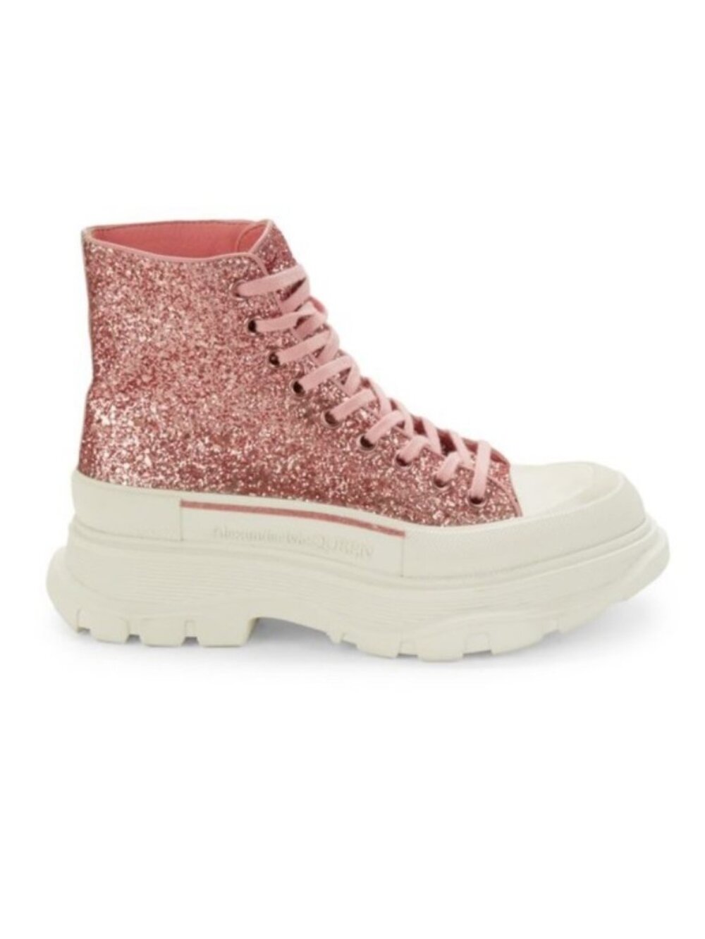 Alexander McQueen Thread Slick Glitter High Top Sneakers Pink Women’s EU 35/US 5